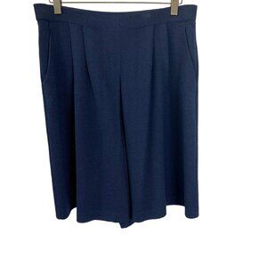 St John Basics Navy Blue Knit Pull On Straight Wide Leg Shorts 10